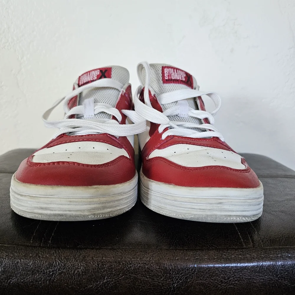 Rolling Stones X Mark Nason Leather Palmilla Marquee Red White Sneakers‎ 9.5
